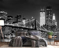 PYFFYP- Black City Night Wallpaper murals for Living Room(Not Peel and Stick)