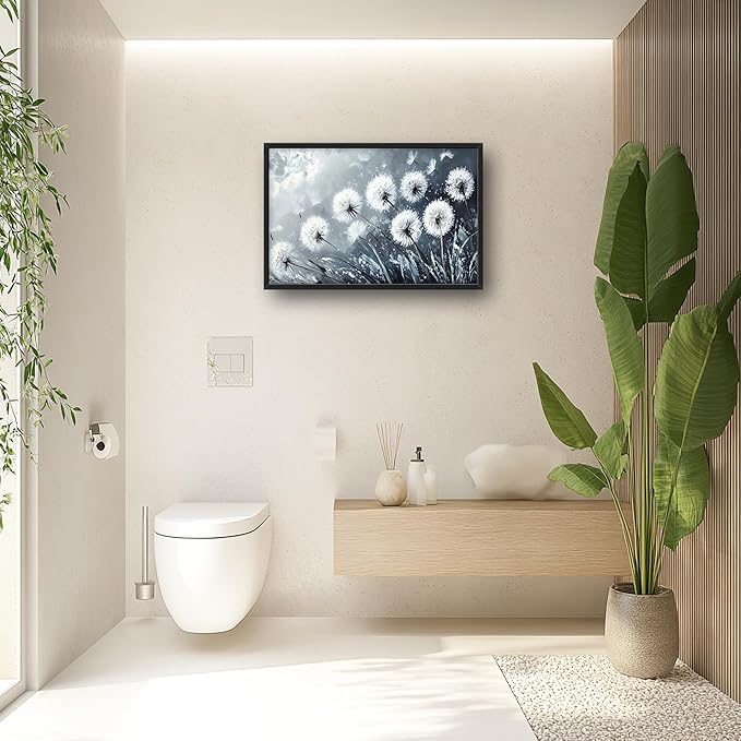 Rustic Dandelion Large Wall Art Framed Wall Decor for Living Room Farmhouse Floral Pictures Oversized Canvas Print Painting Modern Extra Large Framed Artwork for Bedroom Office 36"x24"