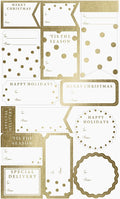 Graphique Shimmering White Gift Labels | 52 Self-Adhesive Christmas Stickers | 13 Designs with Gold Foil Accents | to and from Names | for Holiday Wrapping Paper & Gift Bags