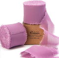 Ribbli Rosy Mauve Chiffon Ribbon 1-1/2 inch x 20 Yard Handmade Fringe Silk Ribbon, Dark Mauve for Wedding Invitations, Bridal Bouquets Wrapping, Flower Arrangement Decoration