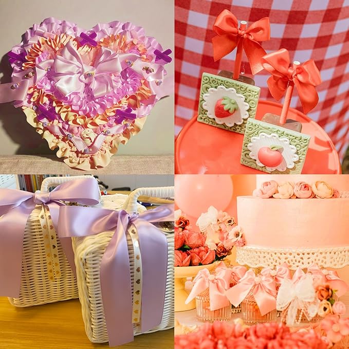 Double Face Satin Ribbon 1 inch X 25 Yards Polyester Red Ribbon for Gift Wrapping Very Suitable for Weddings Party Hair Bow Invitation Decorations and More