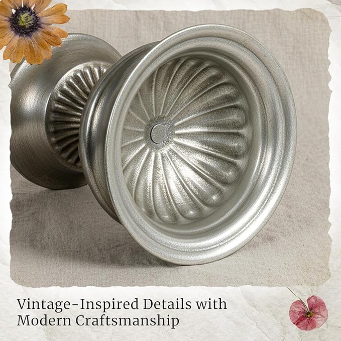 WORTH Small Urn Vases for Centerpieces Set of 2, Classic Metal Trumpet Flower Pots for Table, Bowl Vase for Wedding Party Event Home Deco (Silver, 7.8" Dia x 6.1" H)