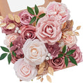Serwalin 2PCS Artificial Flowers Wedding Dusty Rose Flowers Silk Flowers Fake Cake Flowers for Wedding Bouquets Centerpieces Cake Decor Baby Shower Home Decor