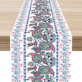 Vintage Paisley Table Runner, Rustic Pink White Paisley Floral Retro Boho Art Table Center Decor for Family Kitchen Farmhouse Holiday Party Table Decorations Indoor Outdoor 13x108 inch