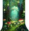 Riyidecor Fairy Backdrop Polyester Fabric Green Fantasy Enchanted Wonderland Woodland Princess Mushroom Dreamland Plant Trees 5W*7H Feet Pretty Photography Background Birthday Photo Studio Shoot