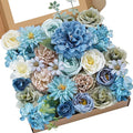 Serwalin Artificial Flowers Blue Silk Fake Flowers Cake Flowers for DIY Wedding Bouquets Bridal Shower Centerpieces Floral Arrangements Party Home Decorations