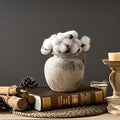 Antique Terracotta Vase with Handle, 5.6 Inch Farmhouse Ceramic Vase Boho Decor Decorative Vase, Rustic Vase for Home Decor, Living Room, Table, Wedding - Distressed Design, Gray