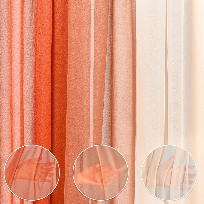 DearHouse 3 Panel Wedding Arch Draping Fabric,29.5" x18Ft Pearl Fabric Drapes for Wedding Sheer Backdrop (Champagne+Terracotta+Caramel)