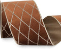 Ribbli Brown Velvet Ribbon Wired with Glitter Diamond Grid 4 Inch Christmas Ribbon for Christmas Tree Decoration Big Bow Gift Wrapping Crafts Wreaths Garland Supplies - 10 Yards