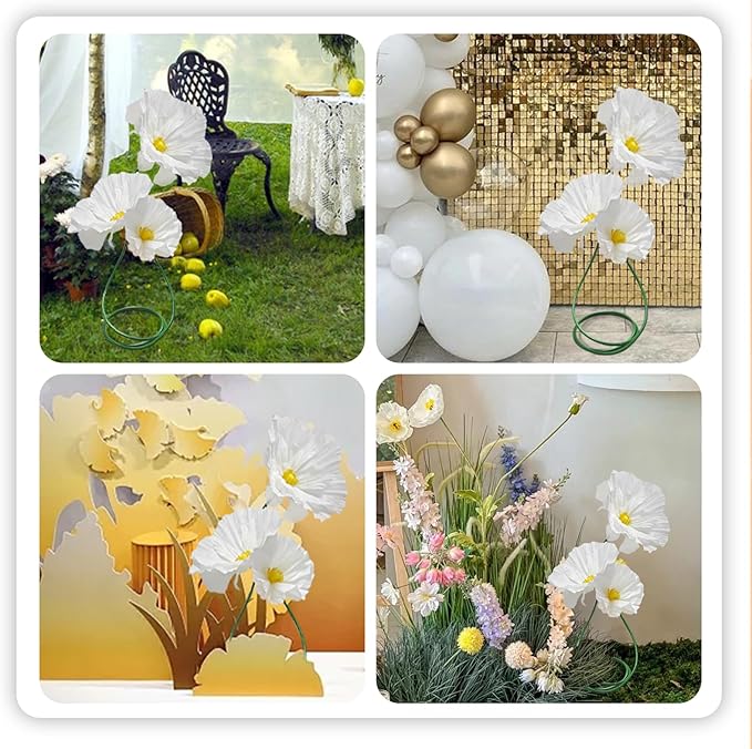 Fake Floral Arrangements Home Outdoor Decorations, Artificial Flower with Stems for Wedding, DIY Wedding Bouquets Centerpieces Arrangements Table Chair Decor Mall Display 3 Pack (White)