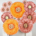 VAIPI 12 Pcs Giant Tissue Paper Flowers Decorations, 30'' 24'' 20'' 12'' Large Crepe Paper Flowers Colorful Pom Poms DIY Craft for Wedding Baby Shower Birthday Party Wall Backdrop Decor