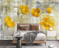 Yellow Oil Painting Flowers Wall Mural Wallpaper for Bedroom 178" x 117"