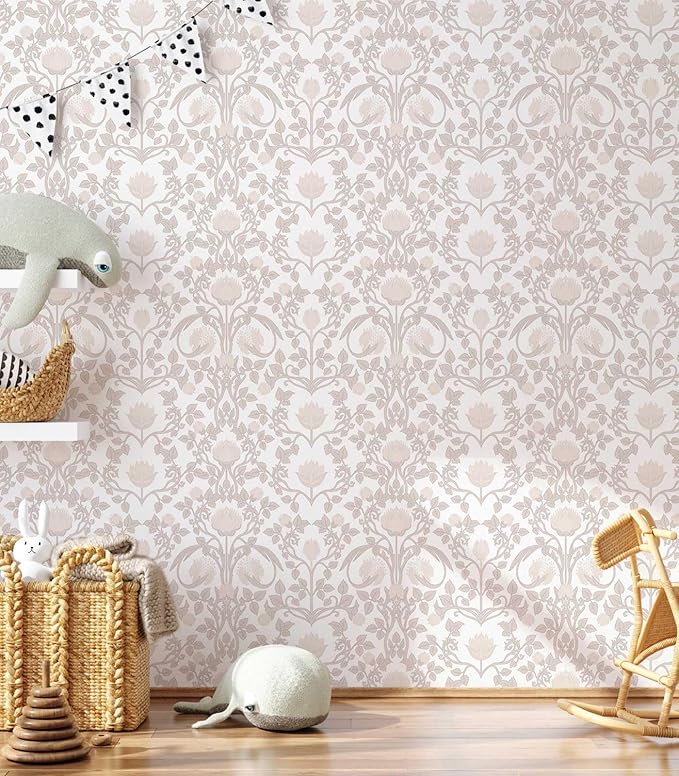 17.3"×78.7" Pink Peel and Stick Wallpaper, Floral Wallpaper for Bedroom Bathroom Self Adhesive Removable