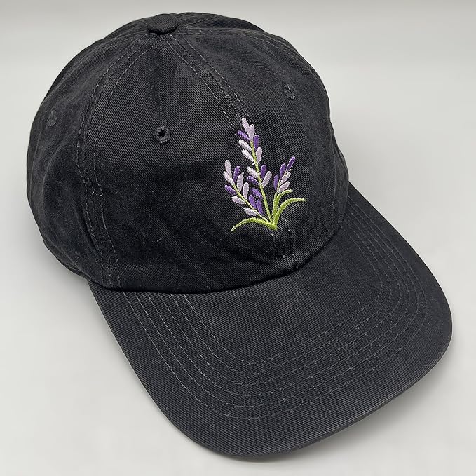 Cute Flower Hat, Elegant Floral Embroidered Adjustable Baseball Cap for Men Women, Gifts for Flower Lovers, Black
