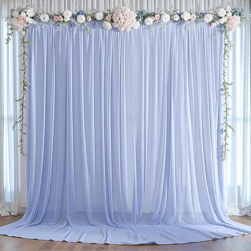 10ft x 10ft Baby Blue Backdrop Curtains, Wrinkle-Free Sheer Chiffon Fabric Photo Backdrop Draping Fabric for Wedding Arch Baby Shower Gender Reveal Photography Decorations