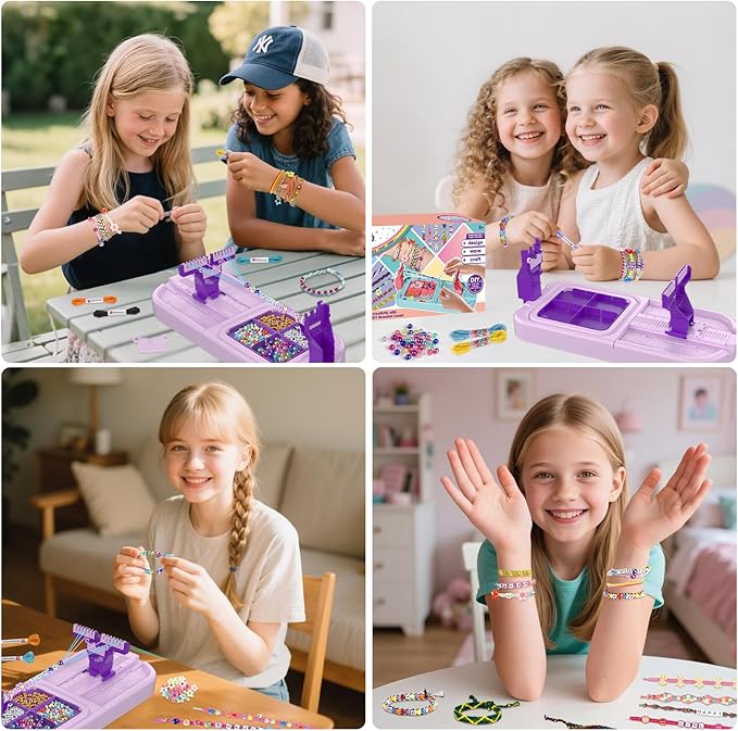 IFLOVE Arts and Crafts for Kids Ages 8-12,Friendship Bracelet Making Kit for Girl,DIY Arts and Crafts Maker for Kids,Jewelry Making Kit Christmas Gifts for Ages 6 7 8 9 10 11 12 Year Old (Purple)