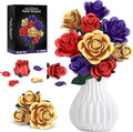 Rose Bouquet Flowers Building Set, 501Pcs Red Purple Golden Roses Artificial Flowers Botanical Collection Compatible with Lego Flowers Home Office Table Decor Valentines Day Xmax Gifts for Mom Women