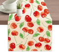 Red Cherry Table Runner Linen Long Farmhouse Rustic TableRunner for Party Holiday Dining Room /Kitchen,13 x 70 Inches