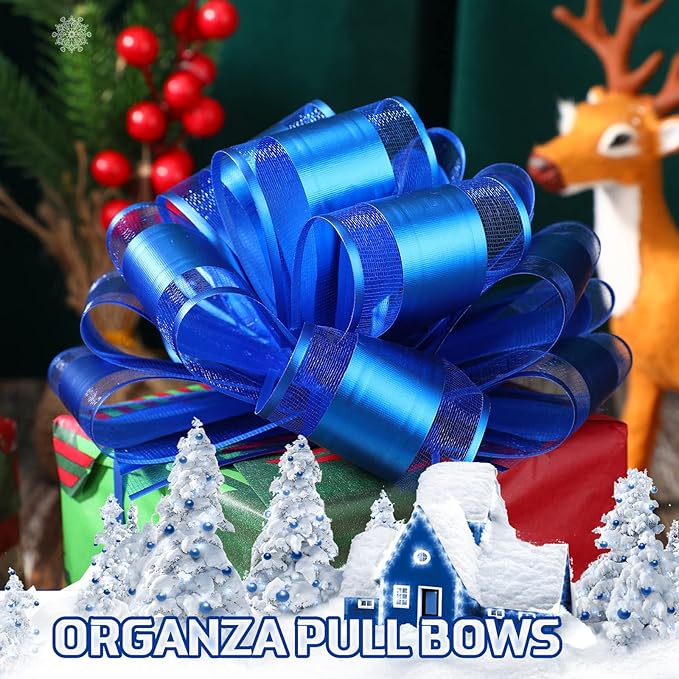 WILLBOND 20 Pieces 6 Inch Pull Bows Gift Wrapping Ribbon Pull Bows for Christmas Wedding Baskets Valentine Multicolor Wrap Accessory for Gift Present Holiday Decor(Blue)