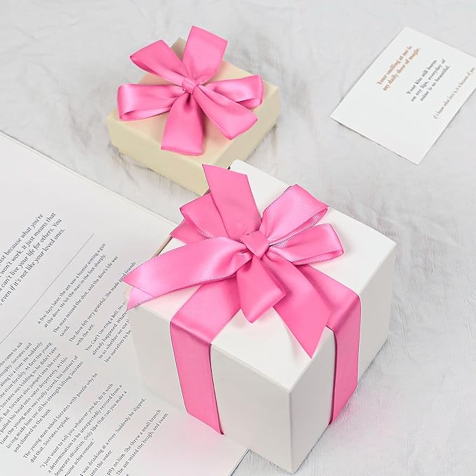 Hot Pink Satin Ribbon, Double Faced 1 Inch X 25 Yards Hot Pink Ribbon, Premium Satin for Gift Wrapping, Crafts, Hair Bow Making, Sewing, Flower Bouquet, Wedding Party Decor