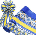 4 Rolls Lemon Wired Edge Ribbon - 2.5 Inch Wide, 20 Yards Total, Summer Yellow Lemon Print Wired Edge Set, Fashionable Grosgrain Craft Ribbon for Gift Wrapping, Hair Bundles, Party Decorations
