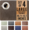 UnivoColors Washed Cowhide Pattern Faux Leather Big Size Placemats Set of 4, Waterproof Easy to Clean Anti-Slip PU Table Mats for Party Decoration19.7″×13.6″,Black Brown Retro Cowhide Pattern
