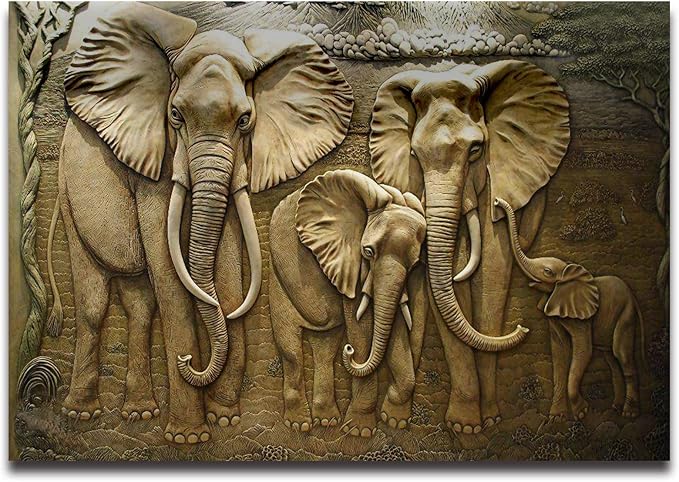 Wall Mural - 3D Elephant Wallpaper for Bedroom & Living Room - 158" x 110" (Not Self-Adhesive)