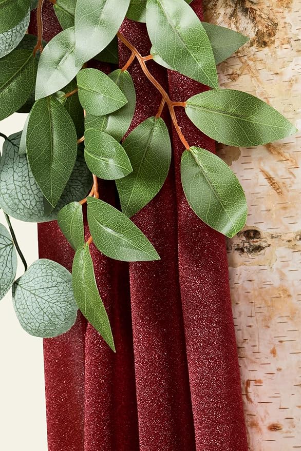 Ponatia Burgundy Wedding Artificial Arch Flowers Kit (Pack of 3) With 26Ft Shiny Arch Draping Fabric for Ceremony and Reception Backdrop Decoration (Burgundy & Blush)