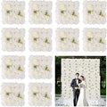 3D Flower Wall Backdrop - 12Pcs Artificial Flower Wall Panel 15 * 15inch Decoration White Roses Wall for Home Party Wedding Anniversary Birthday