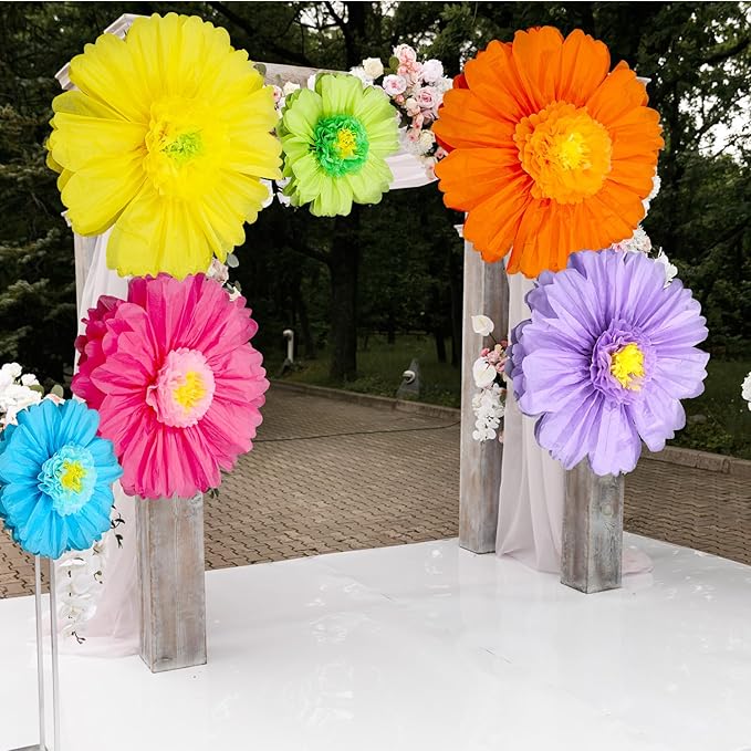 Giegxin 6 Pcs 40" 31.5" 24" Colorful Giant Paper Flowers Decorations for Wall Extra Large Christmas Tissue Paper Flowers Crepe Floral Decoration for Mexican Xmas Fiesta Wedding Birthday Decor