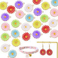 70Pcs 7 Colors Enamel Daisy Flower Charms for Jewelry Making Gold Plated Sunflower Charm Spring Summer Floral Pendant for Bracelet Necklace Earrings Keychains DIY Craft Supplies Accessories-13mm