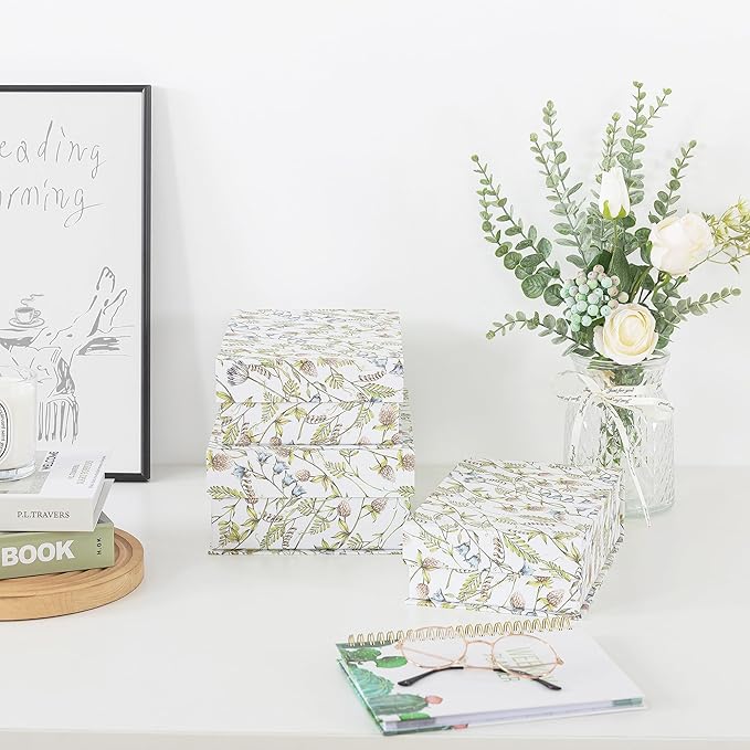 Soul & Lane Decorative Cardboard Storage Boxes, Set of 3 Floral Pattern Keepsake Boxes with Magnetic Closure, Nesting Memory Storage for Organizing and Home Décor, Wild Garden
