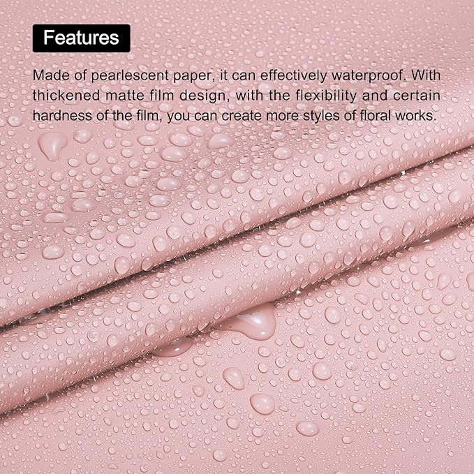 MECCANIXITY 10 Pcs Flower Wrapping Paper 22.8x22.8 Inch Waterproof Florists Wrapping Paper for Florist Bouquet Supplies, DIY Crafts, Gift/Gift Box Packaging Gray Pink