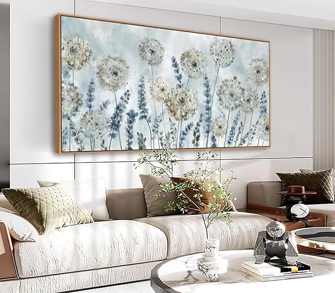 VEAEE Farmhouse Canvas Wall Art - Flowers Dandelion Wall Pictures,Living Room Decor,Nature Artwork Prints Abstract Grass Paintings for Bedroom Home Office Decoration 20"x40"