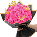 Waipfaru Glitter Roses Bouquet, DIY Fake Flowers Bouquet, Hot Pink Artificial Flower, Valentines, Anniversary, Engagement, Wedding, 36 Pcs