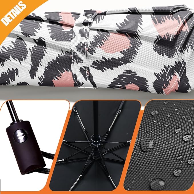 Small Compact Travel Automatic Folding Umbrella for Women, Portable Lightweight, Rain, Wind, UV Sun Shade