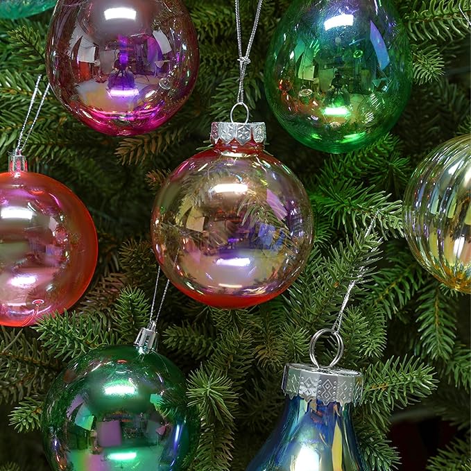 60MM Iridescent Plastic Ball - 6PCS Xmas Ornament Balls Set, Plastic Iridescent Decorative Hanging Ornaments for Xmas Tree Wedding Valentine's Day Party Decorations(Green)