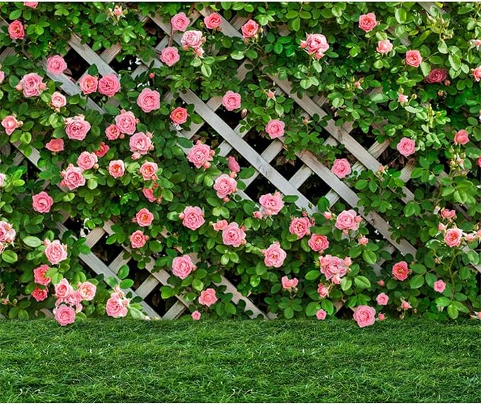 14x10ft Pink Rose Wall Background Flowers Green Leaf Photography Backdrop Girls Princess Birthday Baby Shower Wedding Cake Table Decoration Banner