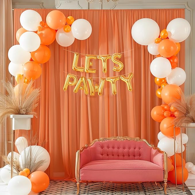 10ft x 10ft Orange Backdrop Curtains, Wrinkle-Free Sheer Chiffon Fabric Photo Backdrop Drapes for Wedding Arch Party Ceremony Stage Photography Decorations