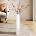 White Ceramic Floor Vase 17.7 Inches Tall Flower Holder Decorative Large Vases for Table Centerpieces Shelf Home Decor Living Room Branches Sky-Dried Flower Arrangement Simple Decorative