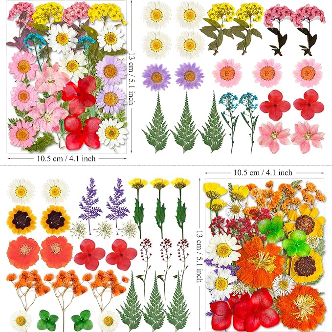 101Pcs Pressed Dried Flowers for Resin Molds, Real Natural Bulk Dry Floral Leave for DIY Art Crafts, Epoxy Jewelry, Candle, Soap Making, Nails Decors