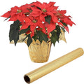 Adnee 10 Yard Floral Foil Plant Pot Covers,Matte Texture Christmas Plant Pot Foil,Golden Floral Pot Wrapping Paper for Christmas Home Flower Pot DIY decor