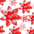 24 Christmas Glitter Artificial Poinsettia Flowers Xmas Poinsettia Artificial Wedding Flowers Decorations Xmas Tree Ornaments with Clips for Party Favors, 6 Inch, 4 Inch, 3 Inch (Red and Silver)
