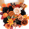 Halloween Decor Artificial Flowers Black Roses with Pumpkins, Box Set Fake Flowers for, Indoor and Outdoor Front Party Party Decorations (Halloween Pumpkins are Orange and Black)