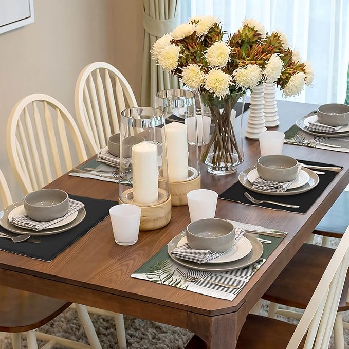 Boho Leaves Placemats Set of 4,Wildflower Summer Table Mats for Party Kitchen Dining Decoration 12x18 Inch 4 PCS, Style-12