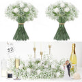 20Pcs Babys Breath Artificial Flowers Bulk, 12Pcs Fake White Roses Fake Flowers, DIY Wedding Flowers Bouquet, Realistic Faux Silk Flowers for Home Table Decor
