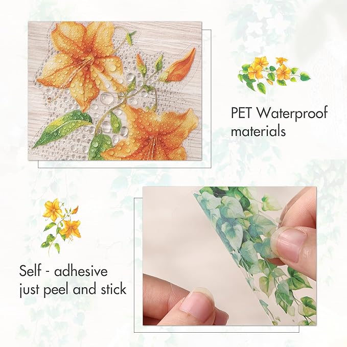 120pcs Flower Stickers for Scrapbooking – Waterproof Floral Stickers for Journaling, Junk Journal, Home Decor, Laptop, Water Bottle, DIY Crafts (6 Floral Themes)