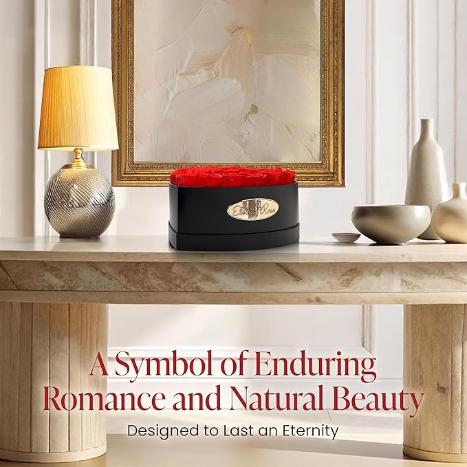 The Eternity Rose 30-Piece Preserved Roses in a Luxury Gift Box – Real Roses in Heart Black Box – A Valentine’s Gift as Everlasting as Your Love