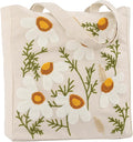Aesthetic Embroidery Tote Bag for Lady Cute Reusable Canvas Shoulder Bag for Girls Women Shopping Grocery