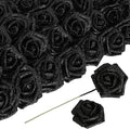 Black Flowers Glitter Rose 30 Pcs Artificial Flowers Glitter Flowers Foam Roses with Stem Faux Flowers for DIY Wedding Bridal Bouquet Party Centerpieces Decor(Black)